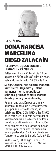 DOÑA NARCISA MARCELINA DIEGO ZALACAÍN