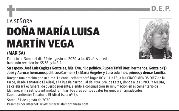 DOÑA MARÍA LUISA MARTÍN VEGA