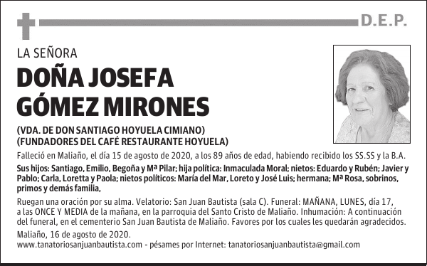 DOÑA JOSEFA GÓMEZ MIRONES