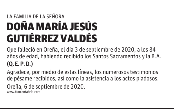 DOÑA MARÍA JESÚS GUTIÉRREZ VALDÉS