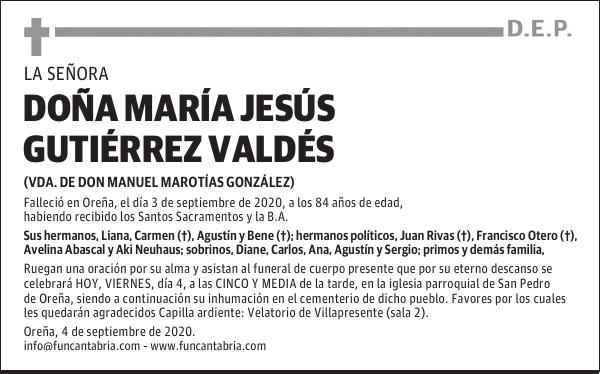 DOÑA MARÍA JESÚS GUTIÉRREZ VALDÉS