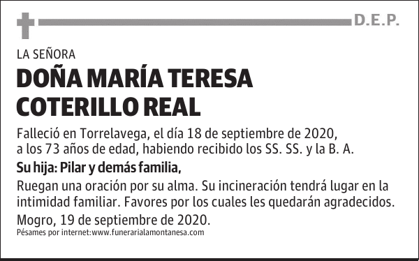 DOÑA MARÍA TERESA COTERILLO REAL
