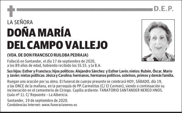 DOÑA MARÍA DEL CAMPO VALLEJO