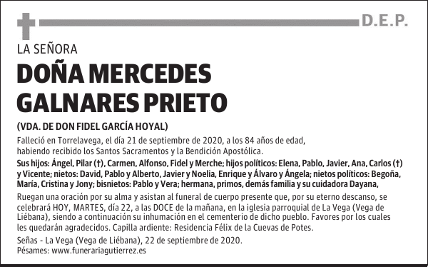 DOÑA MERCEDES GALNARES PRIETO