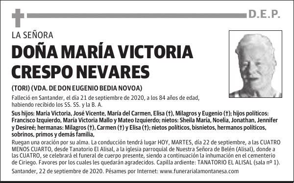 DOÑA MARÍA VICTORIA CRESPO NEVARES