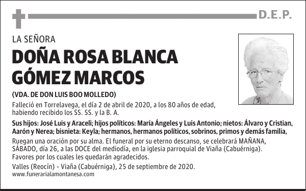 DOÑA ROSA BLANCA GÓMEZ MARCOS