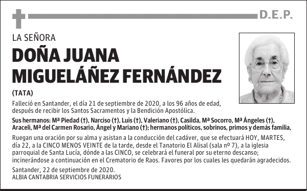 DOÑA JUANA MIGUELÁÑEZ FERNÁNDEZ