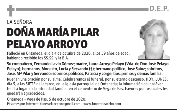 DOÑA MARÍA PILAR PELAYO ARROYO