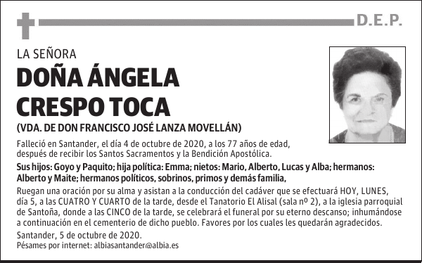 DOÑA ÁNGELA CRESPO TOCA