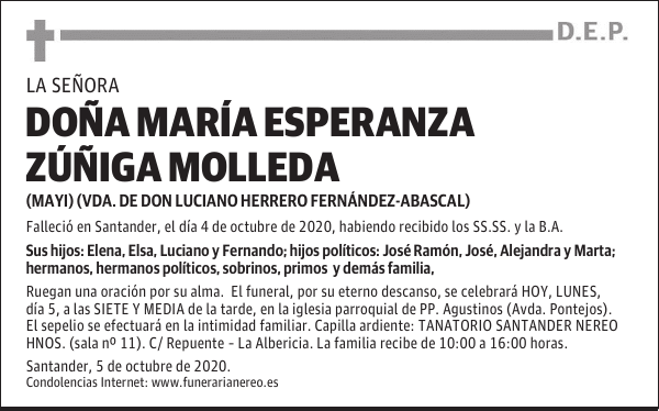 DOÑA MARÍA ESPERANZA ZÚÑIGA MOLLEDA