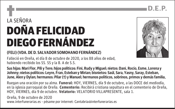 DOÑA. FELICIDAD DIEGO FERNÁNDEZ