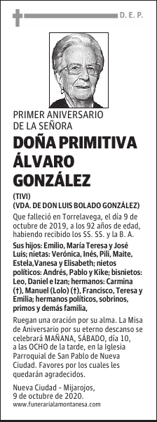 DOÑA PRIMITIVA ÁLVARO GONZÁLEZ