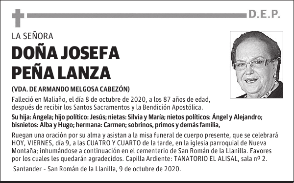 DOÑA JOSEFA PEÑA LANZA