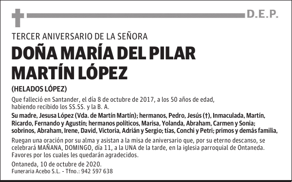 DOÑA MARÍA DEL PILAR MARTÍN LÓPEZ
