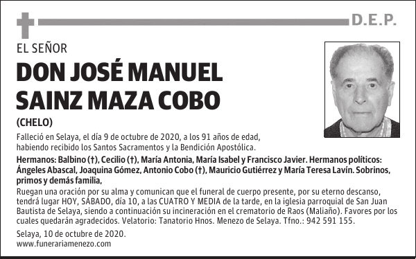 DON JOSÉ MANUEL SAINZ MAZA COBO