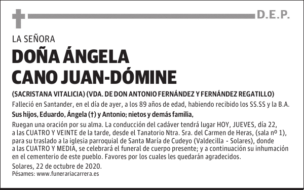 DOÑA ÁNGELA CANO JUAN-DÓMINE