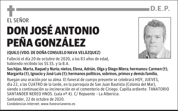 DON JOSÉ ANTONIO PEÑA GONZÁLEZ
