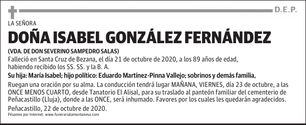 DOÑA ISABEL GONZÁLEZ FERNÁNDEZ