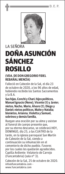 DOÑA ASUNCIÓN SÁNCHEZ ROSILLO