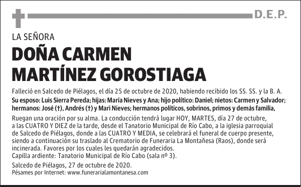 DOÑA CARMEN MARTÍNEZ GOROSTIAGA