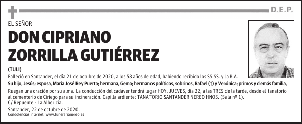 DON CIPRIANO ZORRILLA GUTIÉRREZ