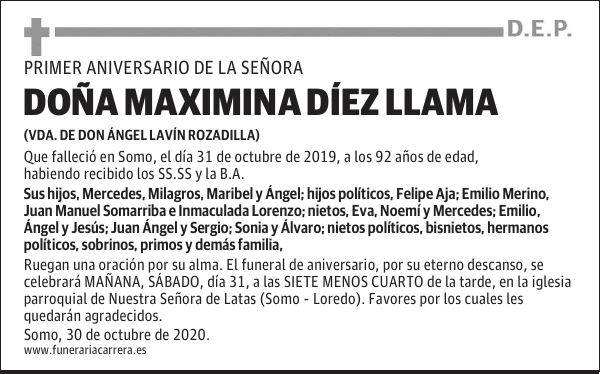 DOÑA MAXIMINA DÍEZ LLAMA