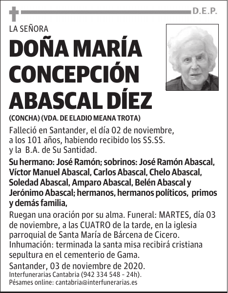 DOÑA MARÍA CONCEPCIÓN ABASCAL DÍEZ