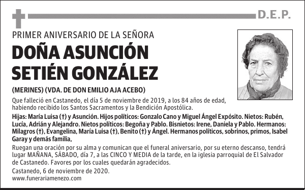 DOÑA ASUNCIÓN SETIÉN GONZÁLEZ