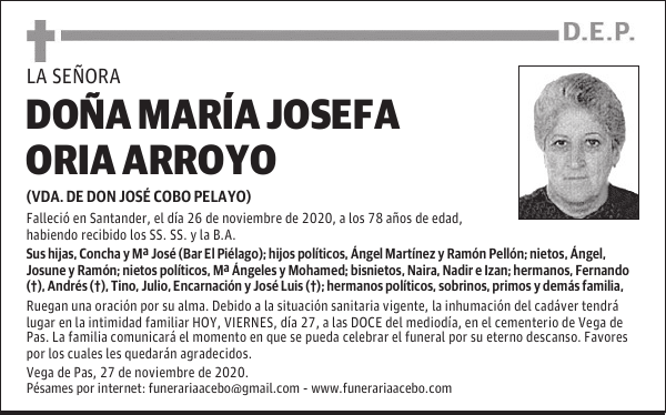 DOÑA MARÍA JOSEFA ORIA ARROYO