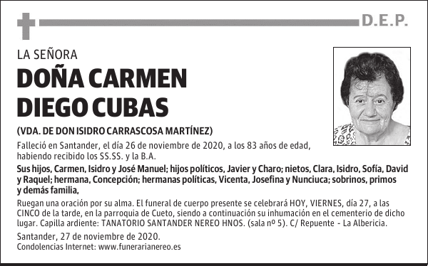 DOÑA CARMEN DIEGO CUBAS