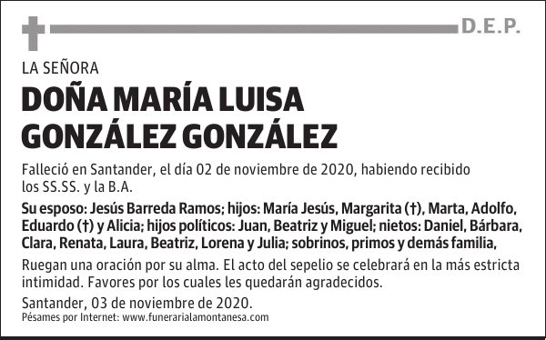 DOÑA MARÍA LUISA GONZÁLEZ GONZÁLEZ