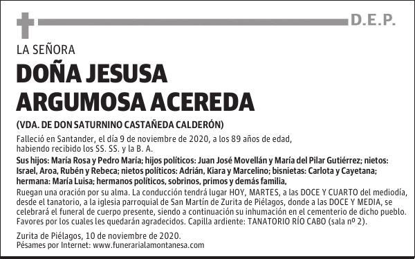 DOÑA JESUSA ARGUMOSA ACEREDA