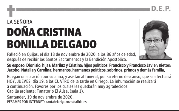 DOÑA CRISTINA BONILLA DELGADO