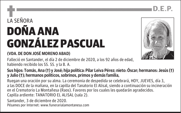 DOÑA ANA GONZÁLEZ PASCUAL