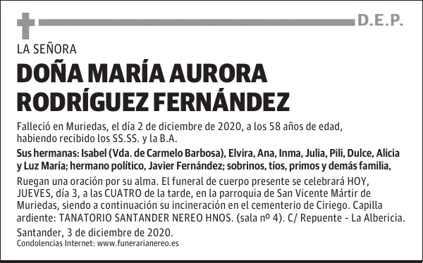 DOÑA MARÍA AURORA RODRÍGUEZ FERNÁNDEZ