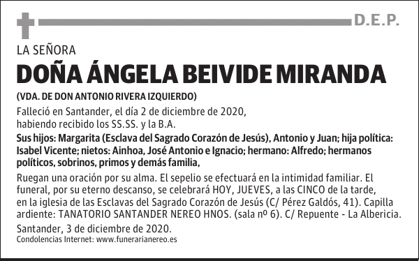 DOÑA ÁNGELA BEIVIDE MIRANDA