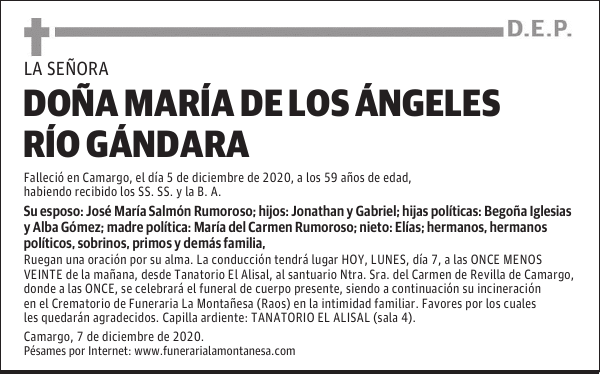 DOÑA MARÍA DE LOS ÁNGELES RÍO GÁNDARA