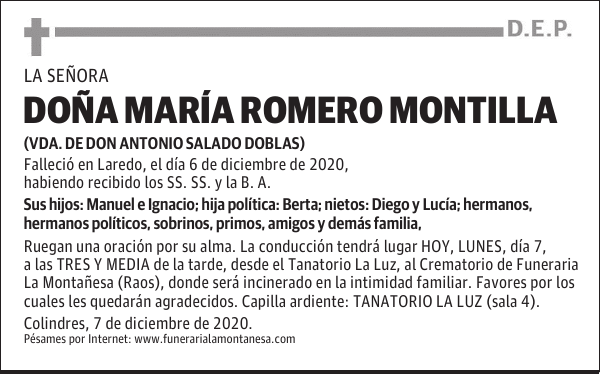 DOÑA MARÍA ROMERO MONTILLA