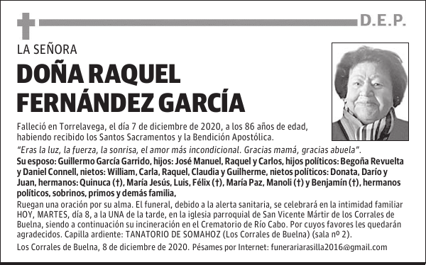 DOÑA RAQUEL FERNÁNDEZ GARCÍA