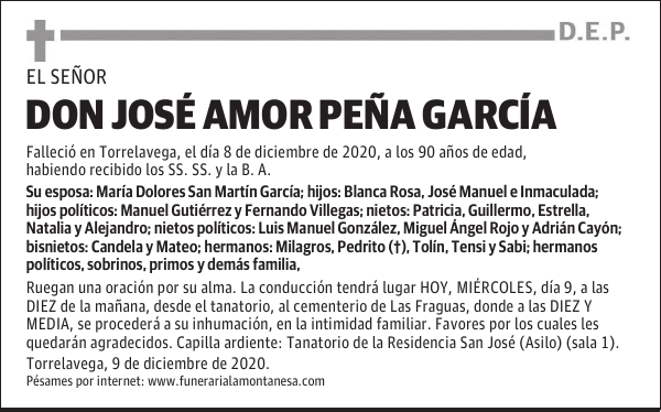 DON JOSÉ AMOR PEÑA GARCÍA