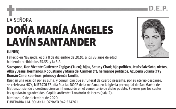 DOÑA MARÍA ÁNGELES LAVÍN SANTANDER