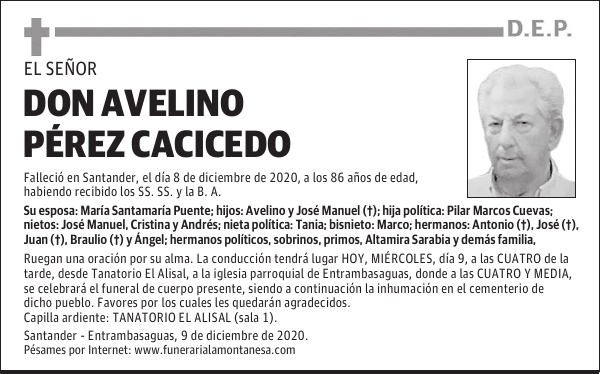 DON AVELINO PÉREZ CACICEDO