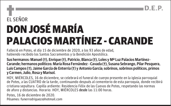 DON JOSÉ MARÍA PALACIOS MARTÍNEZ - CARANDE