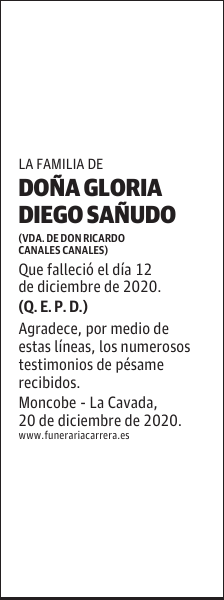 DOÑA GLORIA DIEGO SAÑUDO