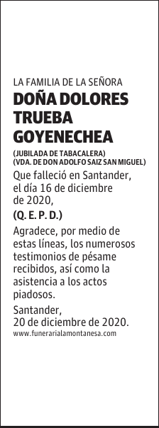DOÑA DOLORES TRUEBA GOYENECHEA