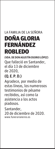 DOÑA GLORIA FERNÁNDEZ ROBLEDO