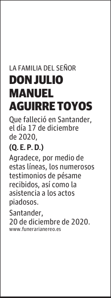 DON JULIO MANUEL AGUIRRE TOYOS