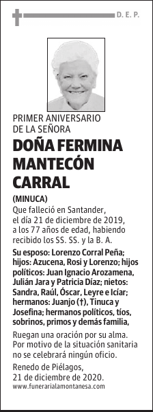 DOÑA FERMINA MANTECÓN CARRAL