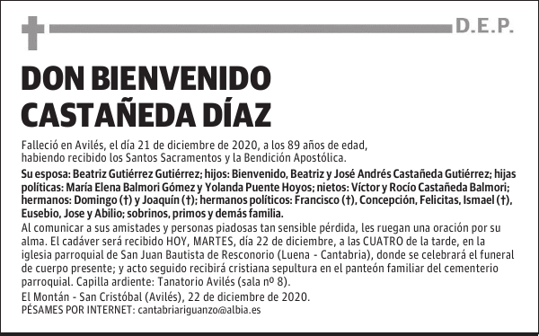 DON BIENVENIDO CASTAÑEDA DÍAZ