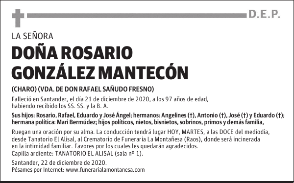 DOÑA ROSARIO GONZÁLEZ MANTECÓN